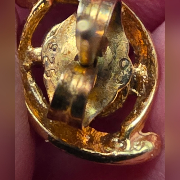 Vermeil 925 Gold Toned Vintage Opal Earrings - Picture 8 of 11